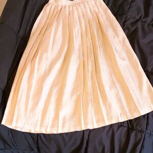 VINTAGE 80s PLEATED PINK PINSTRIPE SHIRT, POLY, 8